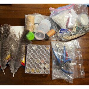 Craft Supplies Display Tray Beads Wires Feathers Ribbons Tools